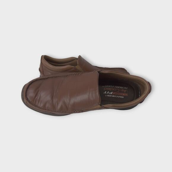 Mens Skechers Classic Fit Air Cooled Memory Foam Brown Slip Ons Size 8.5 - Picture 8 of 11